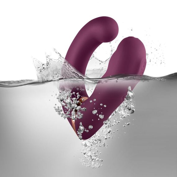 Подвійний вібратор Rocks Off Gemini Burgundy, 2 мотори, по 10 режимів, змінне положення ручки Sex Aura | Зображення 7