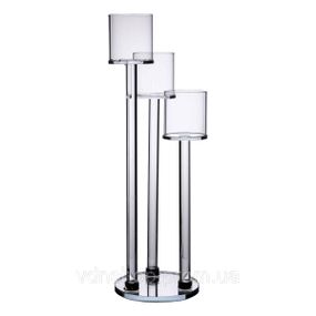 Підсвічник скляний на 3 свічки 12×37.5 см підсвічник декоративний прозорий на ніжці HP-4-13