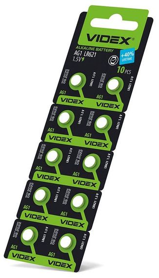 Часовая батарейка Videx AG 1/LR621 в блистере, 10 шт. | Зображення 1