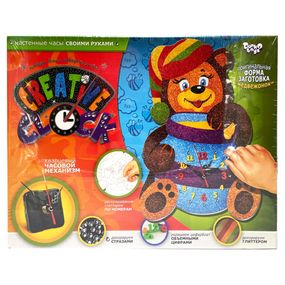 Набор для творчества "Creative clock: Медведь" СС-01-05 глиттер, часовой механизм