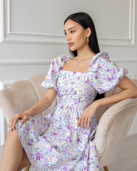 Платье "Isabella" белое лиловые цветы  XS-S - M-L | Зображення 6