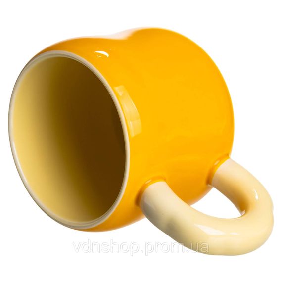 Кубок порцелянова з магнітом Бант 400 (мл) подарункова кружка прикольна чашка для дітей на подарунок Жовтий з бежевим FM-52B | Зображення 4