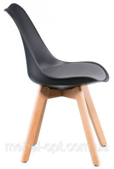 Стул Sedia black-grey DSM Eames Style, черное пластикое сиденье с мягкой подушкой и деревянные буковые ножки | Зображення 2