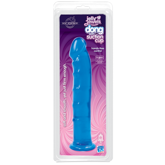Фалоімітатор Doc Johnson Jelly Jewels Dong & Suction Cup Blue, діаметр 3,6 см, антибактеріальний ПВХ | Зображення 1