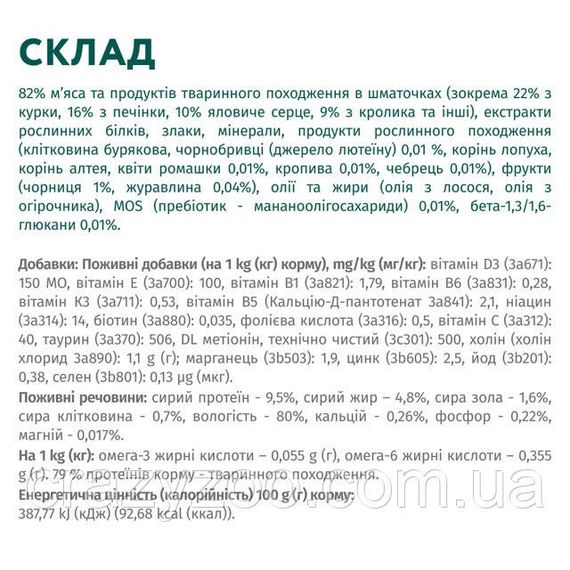 Влажный корм для собак OptiMeal Adult с кроликом и черникой в соусе 100 г B2910602 | Зображення 2