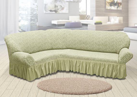 Жакардовий чохол на кутовий диван зі спідницею | Зображення 4