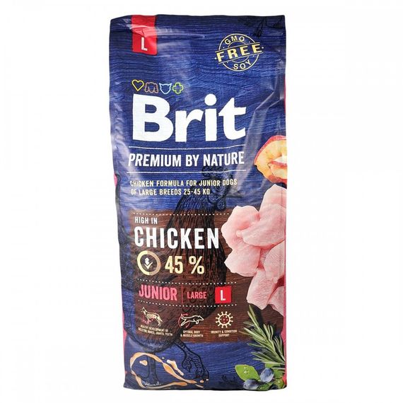 Корм сухий Brit Premium Dog Junior L для цуценят та молодих собак великих порід від 1 до 24 місяців вагою 25-45 кг з куркою | Зображення 2