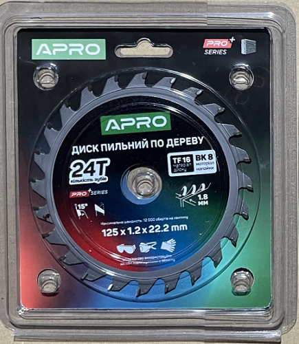 Диск пильный по дереву 125х22.2мм 24Т APRO PRO