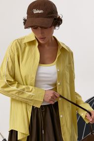 Класична сорочка з контрастними вставками в комплекті з майкою - салатовий цвет, ONE SIZE (є розміри)