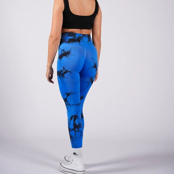 Легінси жіночі спортивні з пуш-ап Tie Dye 18710 XL синій мармур | Зображення 2