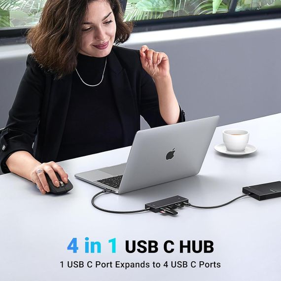 Хаб USB-C Ugreen 4в1, багатопортовий адаптер USB 3.2, 4-портовий концентратор для передачі даних 10 Гбіт/с Plug&Play | Зображення 2