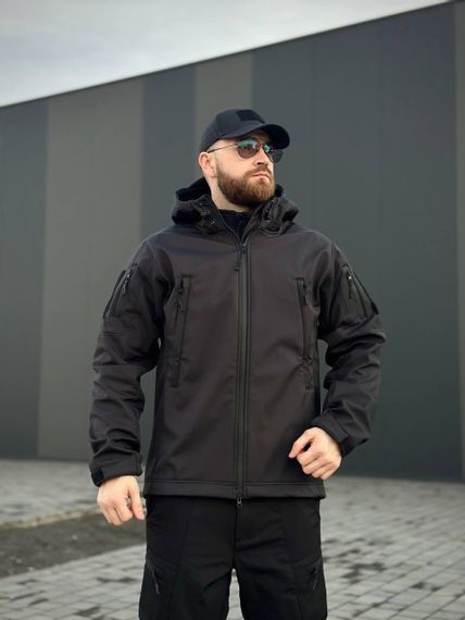 Військова куртка на флісі Soft Shell Military Black