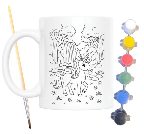 Набор для творчества кружка раскраска Единорог в лесу 330 мл белая (КР0135)