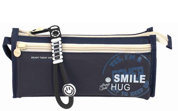 Пенал-гаманець 26757S Smile, 1 відділення, з кишенею, 22х6х10см, поліестер, в пакеті (8591662267570) Синій