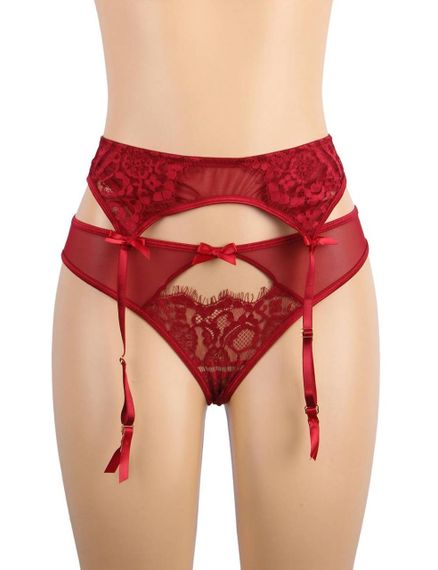 Сексуальні мереживні трусики Star Night з поясом і підв'язками для панчіх, червоний sexstyle | Зображення 3