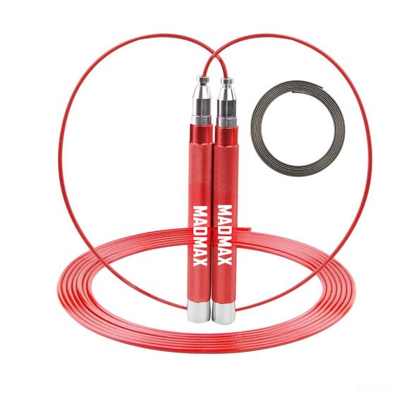 Скакалка скоростная на подшипниках алюминиевая Мадмакс MFA-286 Speed jump rope Red