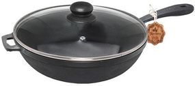 Сковорода-сотейник чавунна "Наша Майстерня" Ø28см з литою ручкою, зі скляною кришкою