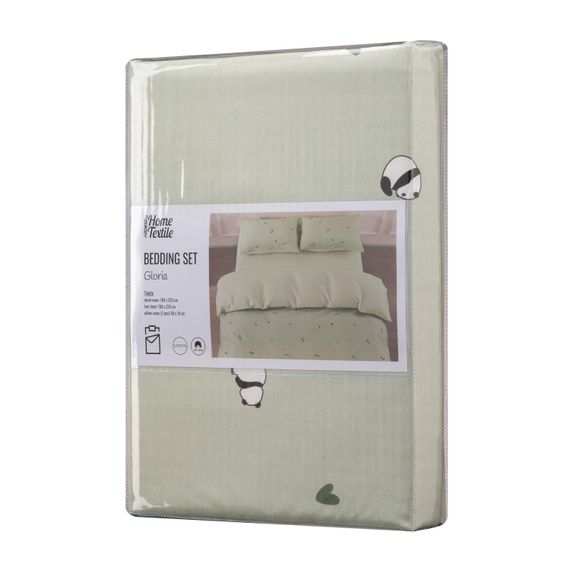 Набір постільної білизни 1,5сп Ardesto Gloria, 160х220см, 100% бавовна, сатин, панди, зелений (ART1622PS) | Зображення 6