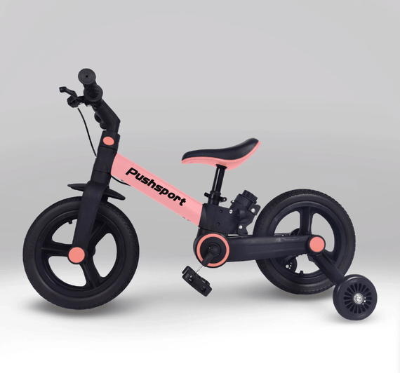 Детский велосипед-биговел 2в1 PUSH SPORT M10 | Ручной тормоз, страховочные колеса и регулируемое сиденье Розовый | Зображення 2