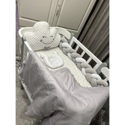 Кроватка Ingvart трансформер Nika 60 Slim с опускной боковинкой (60х94, 60х120) бело-серая (872900107040) | Зображення 3
