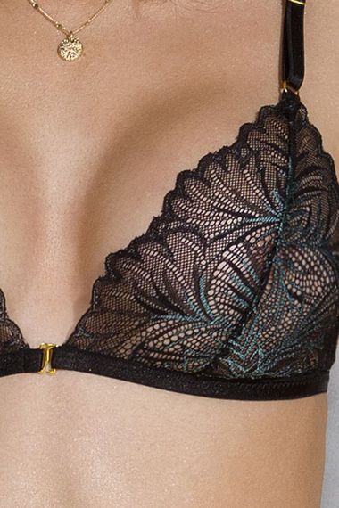 Комплект з відкритим доступом Passion DELIENA SET L/XL black, ліф, стрінги, пояс для панчіх | Зображення 7