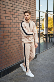 Костюм Лампас Зима бежево-чорний S XL, бежево-чорний