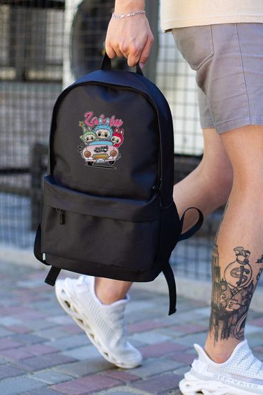 Повсякденний рюкзак шкільний для хлопчика/дівчинки Without з принтом Лабубу Black