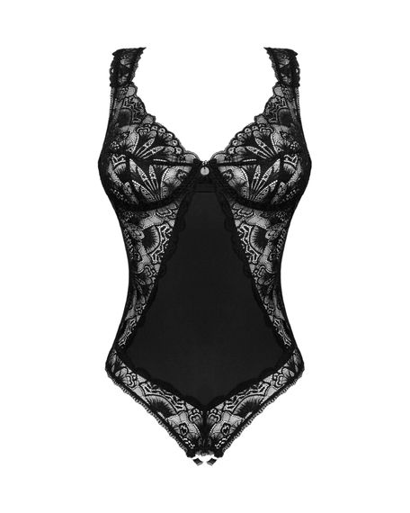 Мереживне боді Obsessive Donna Dream crotchless teddy XL/2XL Black, відкритий доступ | Зображення 2