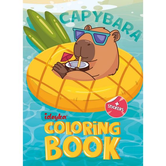 Дитяча розмальовка зі стікерами "Капібара на канікулах" CB21, 16 сторінок