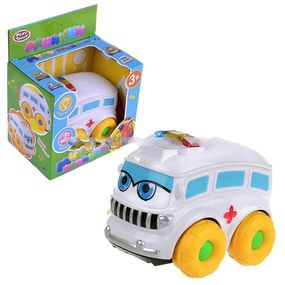 Музыкальная машинка Городские службы PlaySmart 7438 с подсветкой Белая скорая помощь