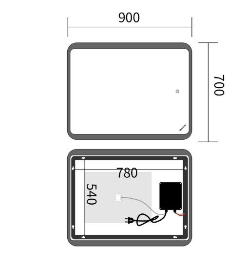 Дзеркало Mixxus Premium OLIVARY MR19-90x70-REVERSE (LED Touch, Anti-fog (3-6,5kK)) (MP6630) | Зображення 1