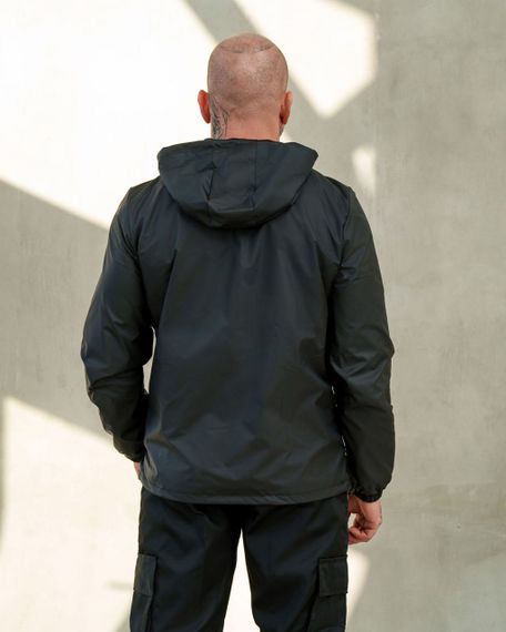 Мужская ветровка на молнии с капюшоном подкладка сетка цвет черный, размер XL  BD0024 | Зображення 3