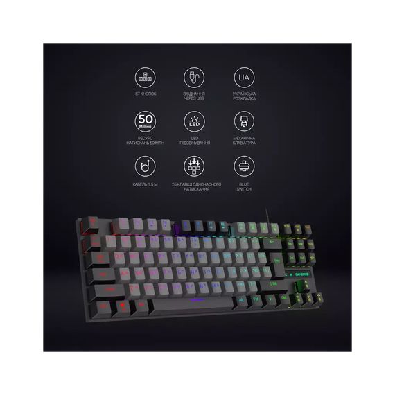 Клавіатура GamePro MK100B Blue Switch LED USB Black (MK100B) | Зображення 7