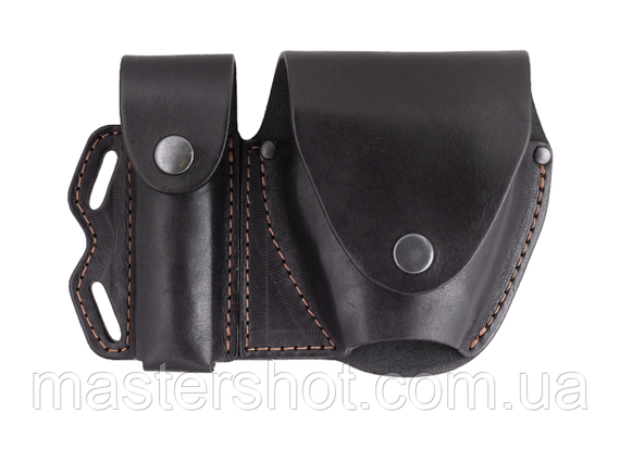 Чохол подвійний під магазин ПМ  наручники чохол для наручників подсумок для магазину ПМ шкіряний чорний | Зображення 3