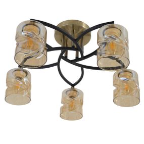 Люстра потолочная классическая в зал E27 60W AB+BK (LK-664C/5)