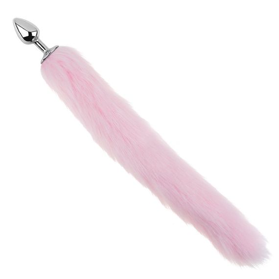 Анальна пробка з хвостом EGZO - Fox Tail Silver Plug Pink, size S Sex Aura | Зображення 1
