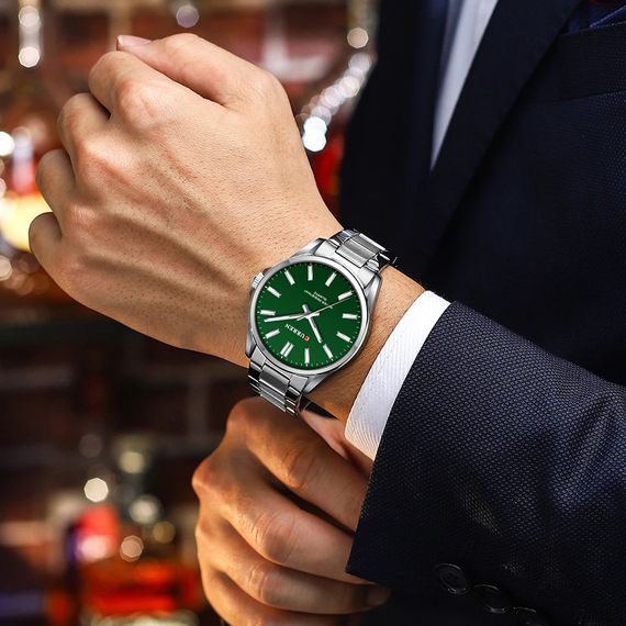 Чоловічий годинник Curren 9090 Silver-Green | Зображення 2
