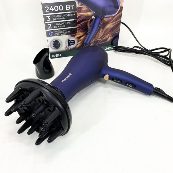 Женский профессиональный фен для укладки волос VILGRAND VHD 2424TI 2400 Вт, Фен без вреда для волос CE-73 | Зображення 2