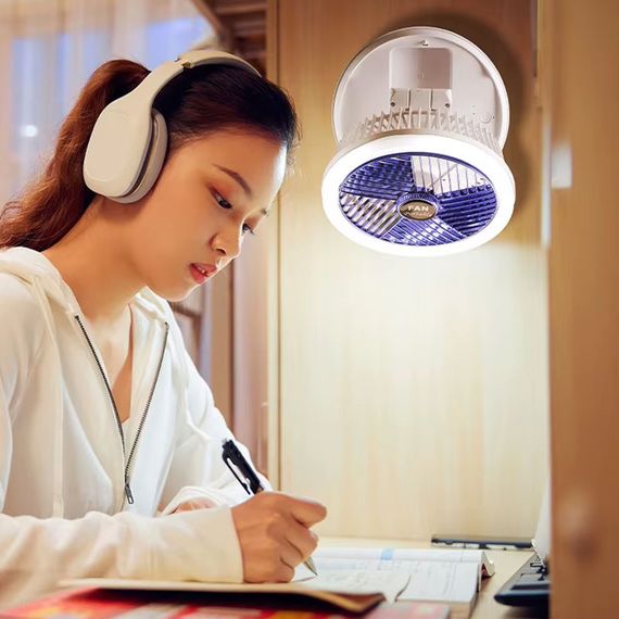 Настільний складний вентилятор Folding Fan 2in1 with Night Light White | Зображення 6