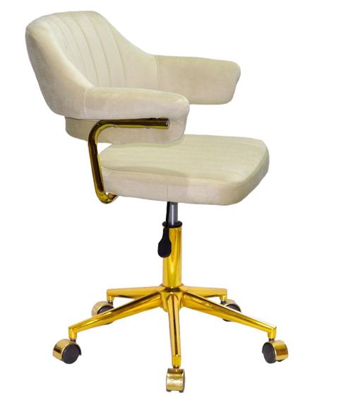 Крісло з підлокітниками Jeff GD-Modern Office велюр бежевий B-1032 на золотій нозі-хрестовині з колесиками | Зображення 6