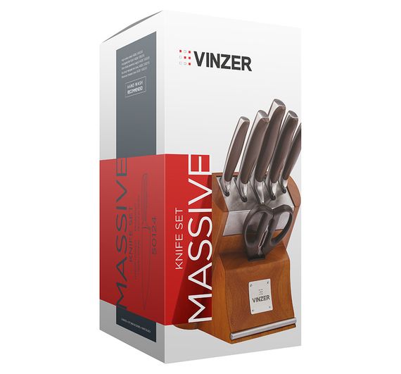 Набор кухонных ножей с подставкой Vinzer Massive 50124, 7 предметов, нержавеющая сталь, острые | Зображення 9