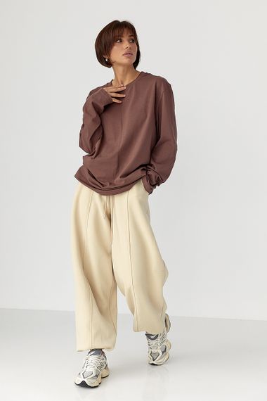 Однотонний базовий лонг oversize - коричневий цвет, ONE SIZE (є розміри) | Зображення 2