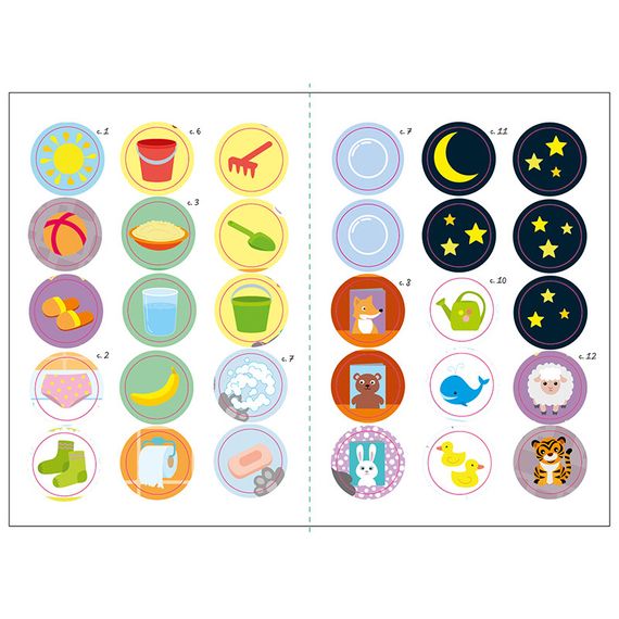 Книжка с наклейками Малыш Кис-Кис "Мой день" 1841002, 12 страниц | Зображення 3