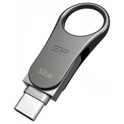 USB флеш накопичувач Silicon Power 32GB Mobile C80 Silver USB 3.2 (SP032GBUC3C80V1S) | Зображення 1