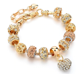 Жіночий браслет Primo Heart з шармами - Gold Pink