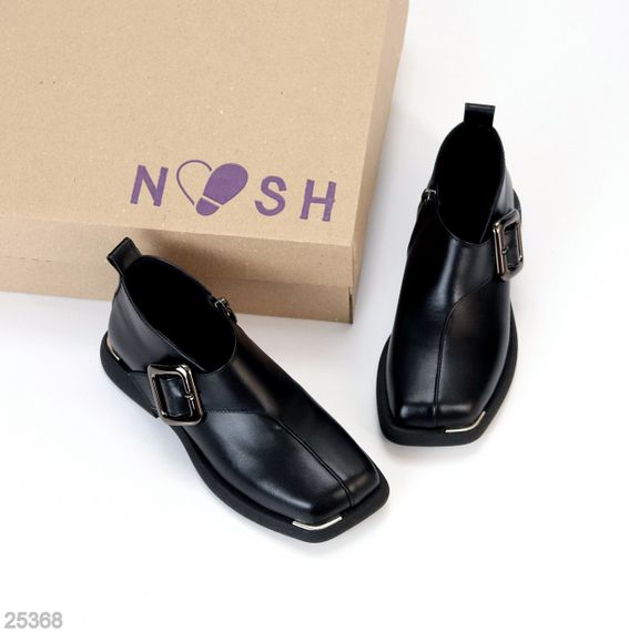Дизайнерські чорні туфлі натуральна шкіра квадратний носик | Зображення 1