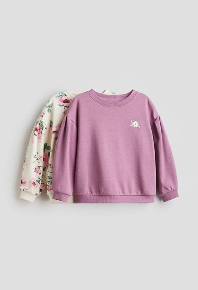 Набір дитячих світшотів 2 шт для дівчинки H&M 92 см Бузковий/Молочний (26062205A) | Зображення 1