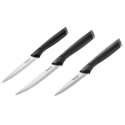 Набір ножів Tefal Essential 3шт, нержавіюча сталь, пластик, чорний (K2219455)