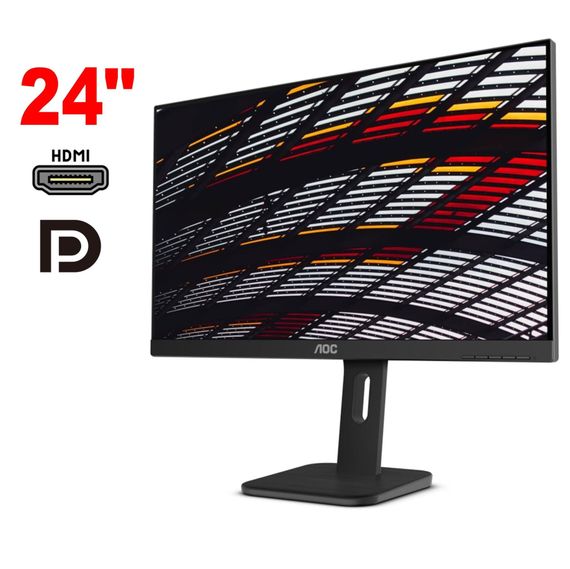Монітор AOC 24P1 / 24" (1920x1080) IPS / 1x HDMI, 1x DisplayPort, 1x DVI, 1x VGA, 4x USB 3.0, 2x Audio / 2x 2.0W / VESA 100x100 / Pivot б/в