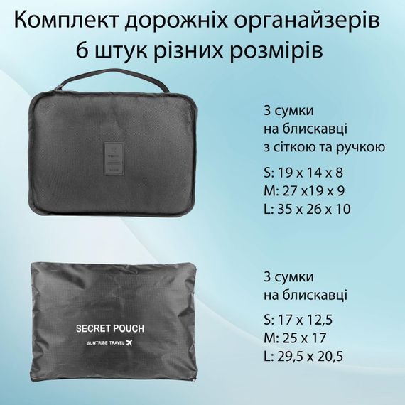 Набір органайзерів для подорожей 6 розмірів сірий LoveYouHome | Зображення 7